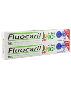Dentífrico Fluocaril Junior sabor Bubble 145mg 2 x 75 ml