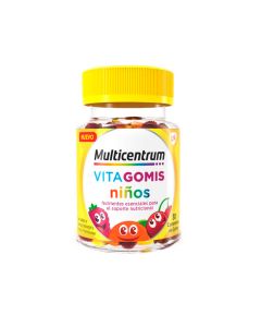 Multicentrum Vitagomis Niños 30 Caramelos de Goma Sabor Cereza, Naranja, Fresa y Frambuesa